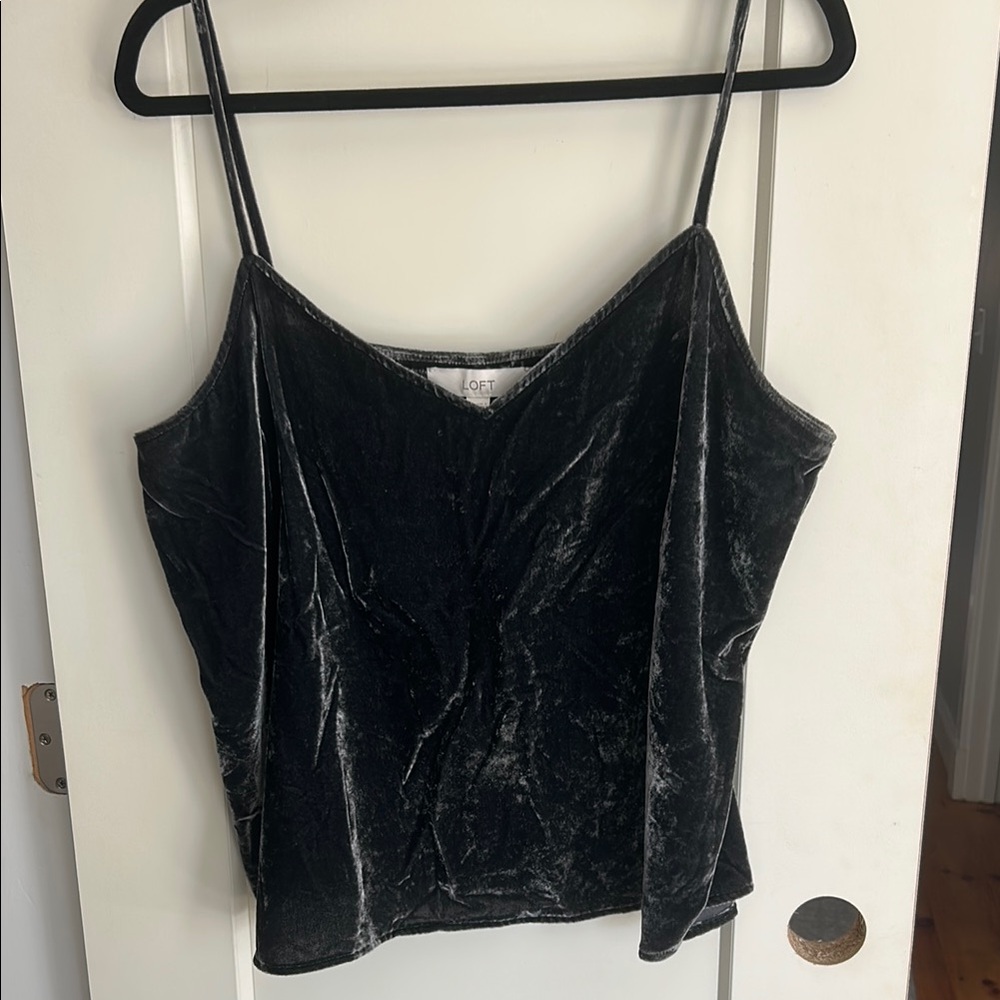 LOFT Black Fitted Camisole Velvet Top
